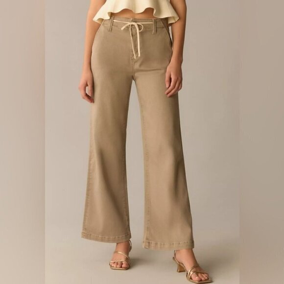 ANTHROPOLOGIE Paige Carly High-Rise Wide-Leg Jeans Moss Taupe Sz: 33 NWT - Picture 3 of 13